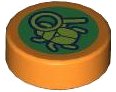LEGO part Tile, Round 1 x 1 with Olive Green Beetle and Magnifying Glass on Green Background Pattern 98138pb426