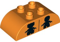 LEGO onderdeel Duplo, Brick 2 x 4 Slope Curved Double with Black Girl and Boy Figure Silhouettes (Unisex Restroom) Pattern (98223pb009)