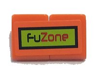 LEGO part Stickered Assembly 2 x 1 x 2/3 with Black and Red 'FuZone' on Lime Rectangle with Border Pattern (Sticker) - Set 8125 - 2 Slope 30 1 x 1 x 2/3 BA136pb05