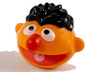 LEGO part Minifigure, Head, Modified Sesame Street Ernie with Black Hair, Red Nose and Mouth Pattern bb1164pb01