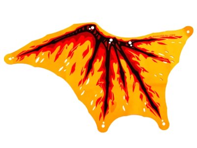 LEGO onderdeel Cloth Wing Dragon Left, Black Bones, Red and Dark Red Flames Pattern (bb1183)