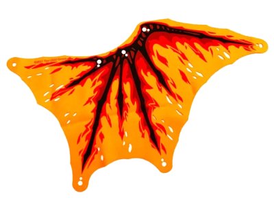 LEGO onderdeel Cloth Wing Dragon Right, Black Bones, Red and Dark Red Flames Pattern (bb1184)
