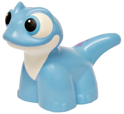 LEGO onderdeel Duplo Salamander / Gecko with Molded White Eyes and Neck and Printed Black Pupils and Medium Lavender Diamonds Pattern (Frozen Bruni the Fire Spirit) (105012pb01)
