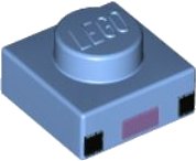 LEGO onderdeel Plate 1 x 1 with 2 Black Squares and Medium Lavender Rectangle Pattern (Minecraft Axolotl Face) (3024pb019)
