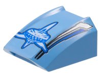 LEGO part Slope, Curved 2 x 2 Lip with White Shark, Silver Stripes Pattern 30602pb001