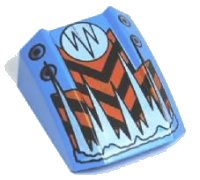 LEGO onderdeel Slope, Curved 2 x 2 Lip with Orange/Black Chevrons Pattern (Frost) 30602pb004
