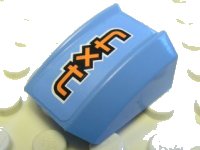 LEGO onderdeel Schuin, Gebogen 2 x 2 Lip met Oranje '4x4' Patroon, Model Rechts (Sticker) - Set 8657 30602pb043R