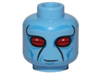 LEGO part Minifigure, Head Alien with SW Duros Dark Azure Facial Lines, Large Red Eyes, and Slight Grin Pattern 3626pb1476