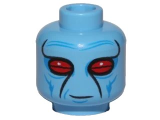 LEGO onderdeel Minifigure, Head Alien with SW Duros Dark Azure Facial Lines, Large Red Eyes, and Slight Grin Pattern (3626pb1476)