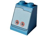 LEGO part Slope 65 2 x 2 x 2 with Bottom Tube with Red Eyes on White Background Pattern 3678bpb030