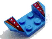 LEGO part Vehicle, Mudguard 2 x 4 with Flared Wings with Orange Stripes, Red Fade with Silver Stars Pattern 41854pb05