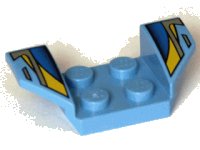 LEGO part Vehicle, Mudguard 2 x 4 with Flared Wings with Black, Blue, Silver, and Yellow Stripes Pattern 41854pb12