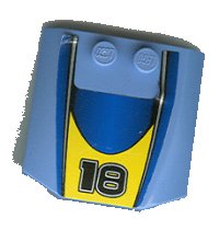 LEGO onderdeel Wedge 4 x 4 x 2/3 Triple Curved with Number 18 Pattern (Sticker) - Set 8383 45677pb004