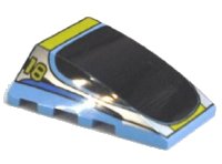 LEGO part Wedge 4 x 4 Triple Curved No Studs with Black Window, Yellow 18 Pattern 47753pb001