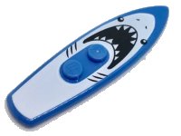LEGO part Minifigure, Utensil Surfboard Standard with White Shark with Black Eyes, Gills and Open Mouth with Teeth Pattern 90397pb007