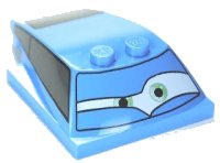 LEGO part Wedge 6 x 4 x 1 1/3 with 4 x 4 Base with Green Eyes and Windows Pattern (Cars Finn McMissile) 93591PB09