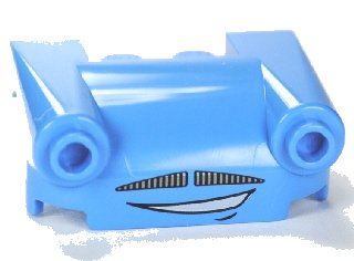 LEGO onderdeel Vehicle, Mudguard 3 x 4 with Headlights, Moustache Grille and Curved Mouth Pattern (93597pb004)