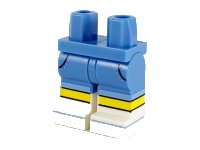 LEGO onderdeel Hips and Legs with Molded White Lower Legs / Boots and Printed Medium Blue Stripe on Toes, Yellow Knees, and Black Pocket Lines on Shorts Pattern 970c00pb1005