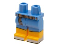 LEGO part Hips and Legs with Bright Light Orange Boots, Dark Tan Braided Belt, Silver Toes Pattern 970c00pb1369