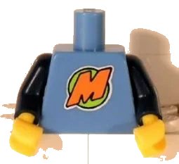 LEGO onderdeel Torso with Orange Capital Letter M over Lime Circle Pattern (LEGO Club Max) / Dark Blue Arms / Yellow Hands (973pb0642c01)