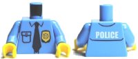 LEGO part Torso Police Shirt with Gold Badge, Dark Blue Tie and 'POLICE' Pattern on Back / Medium Blue Arms / Yellow Hands 973pb0801c01