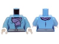LEGO part Torso Female with Medium Lavender Scarf with Fringe and Gray Belt Pattern / Medium Blue Arms / White Hands 973pb0962c01