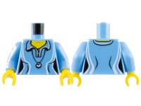LEGO onderdeel Torso Female Shirt with Two Buttons and Shell Pendant Pattern / Medium Blue Arms / Yellow Hands 973pb0984c01