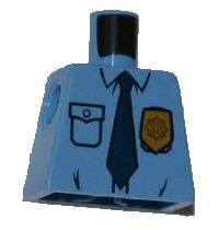 LEGO part Torso Police Shirt with Gold Badge, Dark Blue Tie and Wrinkles Pattern 973pb1008