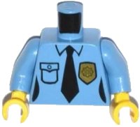 LEGO part Torso Police Female Shirt with Gold Badge, Pocket and Black Tie Pattern / Medium Blue Arms / Yellow Hands 973pb1617c01