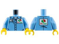 LEGO onderdeel Torso Shirt with Collar and Buttons, White Undershirt, Pocket with Notepad and Pen, Octan Logo Pattern / Medium Blue Arms / Yellow Hands 973pb2362c01