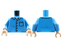 LEGO onderdeel Torso Shirt with Collar, 5 Buttons, Pocket, Medium Nougat Neck Pattern / Medium Blue Arms / Light Nougat Hands 973pb4382c01
