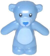 LEGO part Teddy Bear with Black Eyes, Blue Nose and Mouth, Bright Light Blue Stomach and Muzzle Pattern 98382pb009