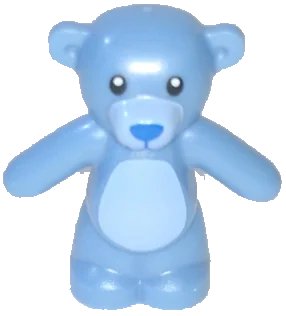 LEGO onderdeel Teddy Bear with Black Eyes, Blue Nose and Mouth, Bright Light Blue Stomach and Muzzle Pattern (98382pb009)