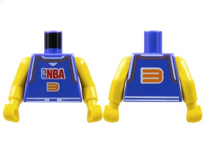 LEGO onderdeel Torso NBA Player Number 3 Pattern / Yellow NBA Arms (973bpb179c01)