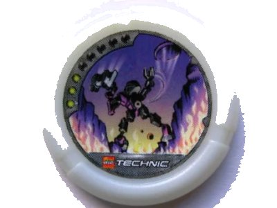 LEGO onderdeel Throwing Disk with Throwbot Spark 3 Pips, LEGO Technic Logo, and Robot Throwing Disk Pattern (32171pb056)