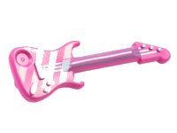 LEGO part Minifigure, Utensil Musical Instrument, Guitar Electric with Metallic Light Blue Strings, Bridge, and Output Jack and White Diagonal Stripes Pattern 11640pb05