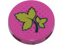 LEGO part Tile, Round 2 x 2 with Bottom Stud Holder with Ivy Leaves and Dark Pink Dots Pattern 14769pb178