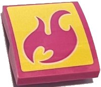 LEGO part Slope, Curved 2 x 2 x 2/3 with Dark Pink Flame on Bright Light Yellow Background Pattern (Sticker) - Set 41383 15068pb441