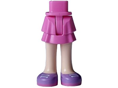 LEGO onderdeel Mini Doll Hips and Skirt Layered with Molded Light Nougat Legs and Printed Medium Lavender Shoes with White Laces and Dark Pink Soles Pattern - Thin Hinge (1826ec00pb003)