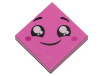 LEGO part Fliese 2 x 2 mit Gesicht, Lächeln, schwarzen Augen mit weißen Pupillen, hochgezogenen Augenbrauen, roten Wangen-Muster 3068pb1237