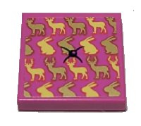 LEGO part Tile 2 x 2 with Cushion with Deer, Rabbits and Button Pattern (Sticker) - Set 41392 3068pb1652
