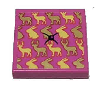 LEGO onderdeel Tile 2 x 2 with Cushion with Deer, Rabbits and Button Pattern (Sticker) - Set 41392 (3068pb1652)