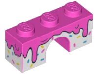 LEGO onderdeel Arch 1 x 3 with Frosting Dripping over White Icing with Sprinkles Pattern 4490pb07