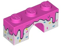 LEGO onderdeel Arch 1 x 3 with Frosting Dripping over White Icing with Sprinkles Pattern (4490pb07)