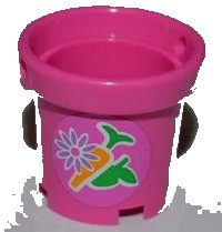 LEGO onderdeel Container, Bucket 2 x 2 x 2 with Handle Holes with Flower, Carrot, and Apple Pattern (Sticker) - Set 3189 48245pb001