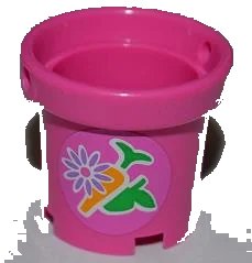 LEGO onderdeel Container, Bucket 2 x 2 x 2 with Handle Holes with Flower, Carrot, and Apple Pattern (Sticker) - Set 3189 (48245pb001)