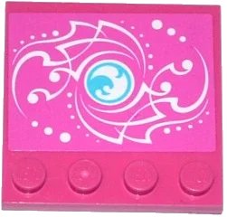 LEGO onderdeel Tile, Modified 4 x 4 with Studs on Edge with Elves Water Power Icon and White Swirls and Dots Pattern (Sticker) - Set 41073 (6179pb101)