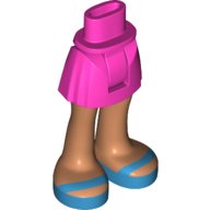 LEGO part Mini Doll Hips and Skirt, Nougat Legs and Dark Azure Open Sandals Pattern - Thick Hinge 92252c00pb027