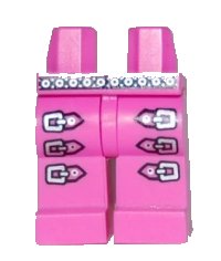 LEGO part Hips and Legs with Silver Belt and Triple Leg Buckles Pattern 970c00pb0065