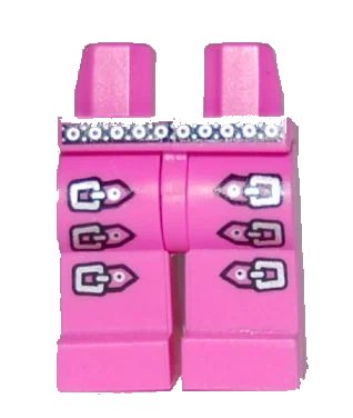LEGO onderdeel Hips and Legs with Silver Belt and Triple Leg Buckles Pattern (970c00pb0065)